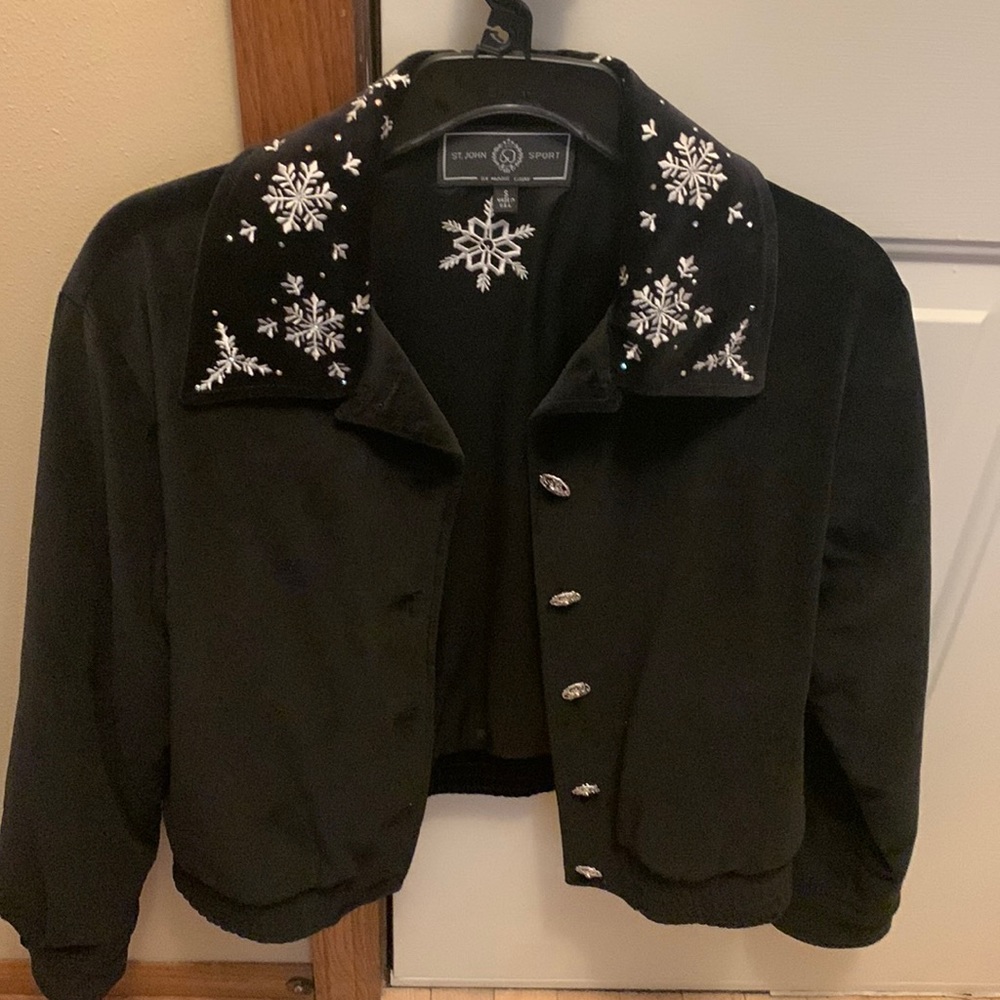 St John Sport by Marie Grey black velvet jacket  S